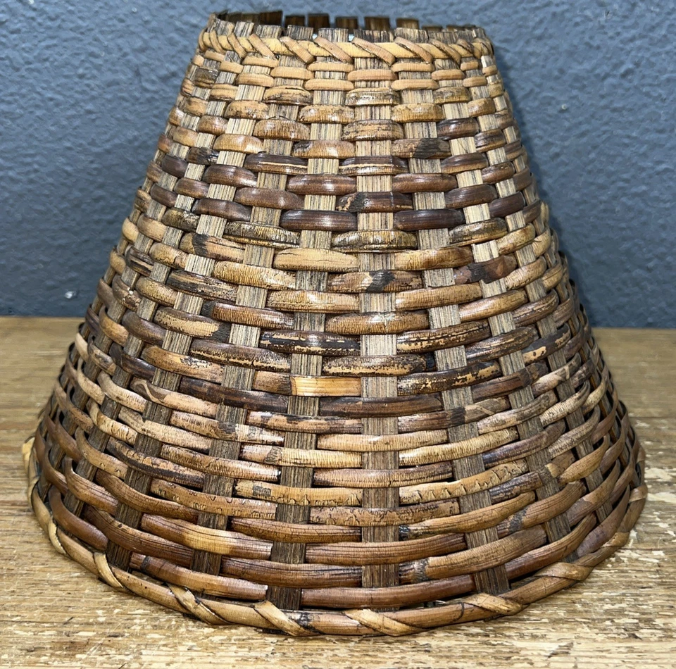 "Cesta de pantalla de lámpara de mimbre ratán vintage playa costa cottagecore marrón 7"" X 10""" Foto 3 de 4