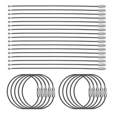 50pcs Wire Keychain Cable 6" Plastic Coated 1.5mm Stainless Steel Key Ring Black