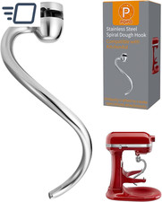 Stainless Steel Spiral Dough Hook Replacements for Kitchen Aid 6 Quart Bowl-Lif