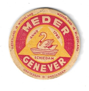 Oud bierviltje Genever Meder Schiedam 78 mm