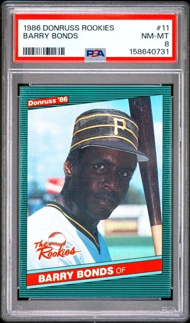 1986 Donruss Rookies RC Barry Bonds #11 PSA 8 view 1