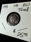 1944 10C Mercury Dime Toned Uncirculated