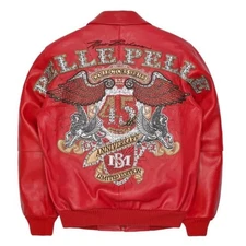 Pele Pele Red  Aniversery edition Jacket in Real Cowhide Leather