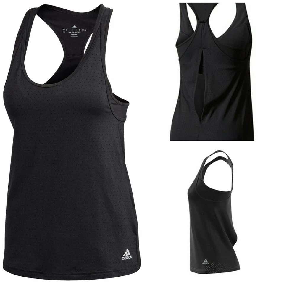 Camiseta sin mangas Adidas para mujer negra tenis pickleball con tiras talla M almohadilla incorporada nueva con etiquetas Foto 2 de 4