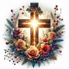 Religious Cross Diamond Art Kits for Adults,Jesus Christ Cross 5D Diamond Pain