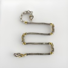 Vintage Brighton Two Tone Chain Belt 39" with Heart Charm Silver Gold Adjustable