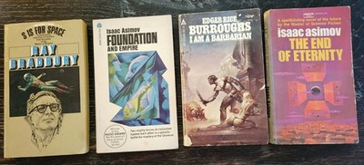 Vintage Sci-Fi Paperback Lot Asimov Bradbury Burroughs Foundation SF