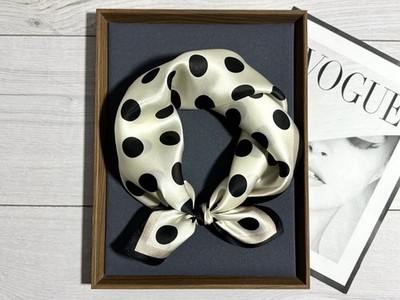 Luxury 100% Silk Polka Dot Scarf Gift Set   Premium Gift Box, Greeting Card