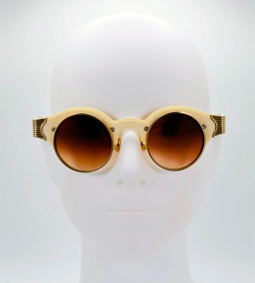 NUEVO Gafas de sol Matsuda 10605H doradas y blancas cepilladas 43-24-143 Japón Foto 2 de 4