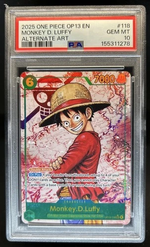 2025 One Piece Carrying On His Will Monkey D Luffy Alt Art #OP13-118 PSA 10