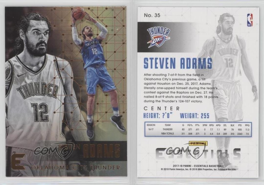 2017-18 Panini Essentials Retail Thin Stock Steven Adams #35 fm0 thumbnail 3