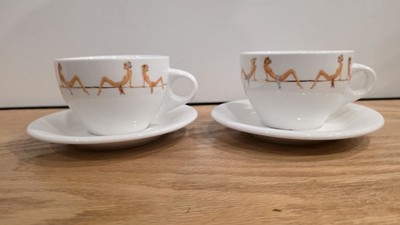 Lot Of 2 Vintage Cynthia Rowley Dirty Dishes For Fishs Eddy Cups and Saucers
