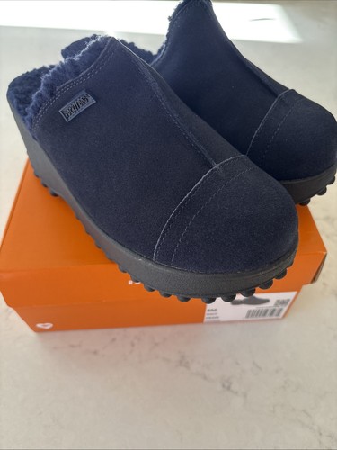 Rocket Dog Fran Suede Platform Clogs Navy Women's 8 Sherpa Lined Mules Slip On
