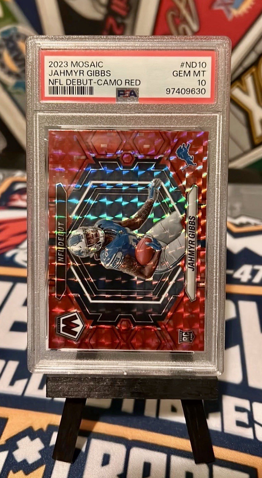 Jahmyr Gibbs Panini Mosaic NFL Debut #ND10 Camo Red