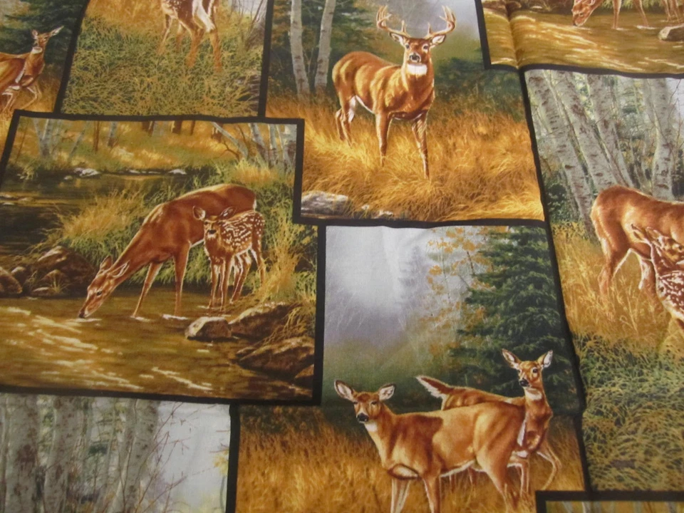 Muelles de tela de algodón "alas salvajes, parche de ciervo" 12465 mijo de romero 19" x 44 Foto 3 de 4