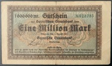 1923 GERMANY-MUNCHEN PAPER MONEY - 1,000,000 MARK BANKNOTE!