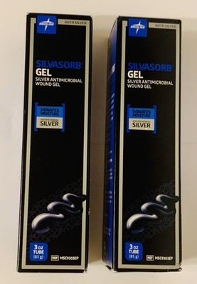2 X Medline SilvaSorb Silver Antimicrobial Wound Gel, 3oz. Tube  2 TUBES 2027/08