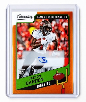 5/10 Jaelon Darden 2021 Panini Classics Premium Edition Orange Auto Rookie #183