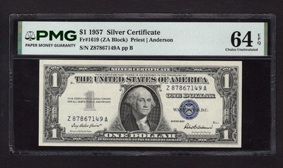 United States-Silver Certificate 1 Dollar 1957 Fr#1619 (ZA Block) UNC Grade 64