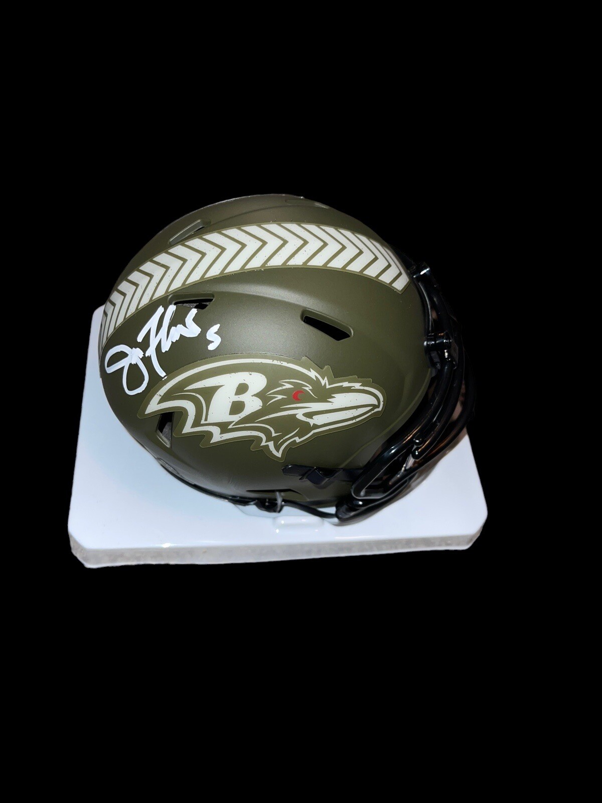 Joe Flacco Autographed Signed Baltimore Ravens SALUTE TO SERVICE MINI HELMET SUPER BOWL BAS 
