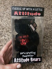 NWT WWF 1999 Attitude Bears STONE COLD in Case, Tagged 0008050 Plush Toy Bear