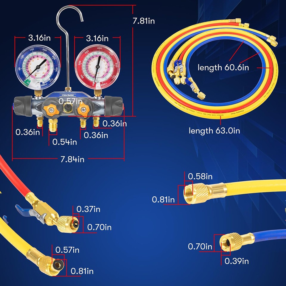 Manometro Composto Robinair Lato Basso, Psi/bar, R-22 E R-134a - Foto 5