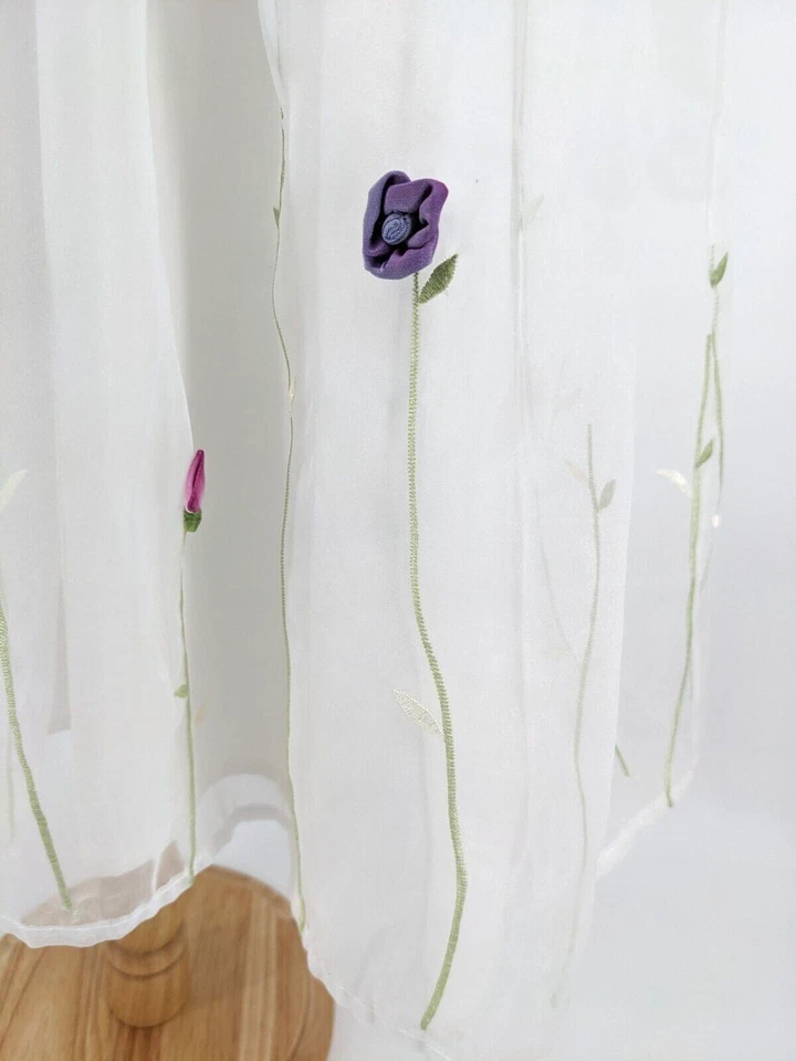 Vestido Cachcach sem mangas linho verde pálido tule colarinho Peter Pan menina tamanho 6X - Imagem 4 de 4