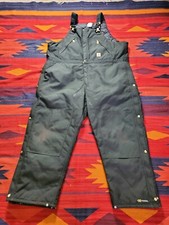 Carhartt R33 Blk Overalls Mens 46x30 Canvas Work Overalls