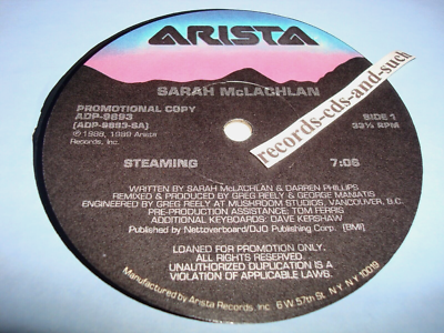 SARAH MCLACHLAN -STEAMING SPECIAL RADIO REMIX VG+/VG+ VINYL RECORD