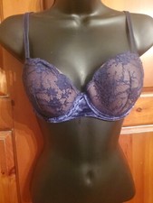 Victoria Secret Dream Angels Lined Demi 32D Blue Velvety  Lace