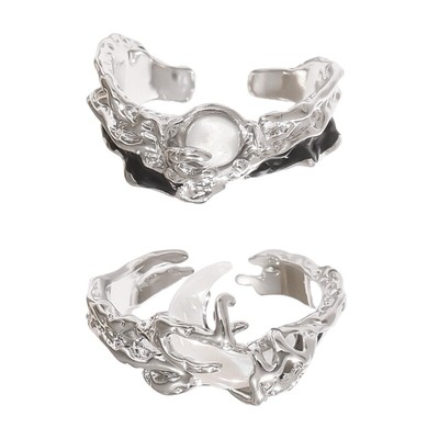 Lightweight And Comfortable Open Ended Rings with Sun and Moon For Daily Wear