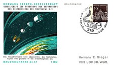 Bln Bausteinkarte 57 der Hermann Oberth - Gesellschaft mit SST  "CUXHAVEN" 1969