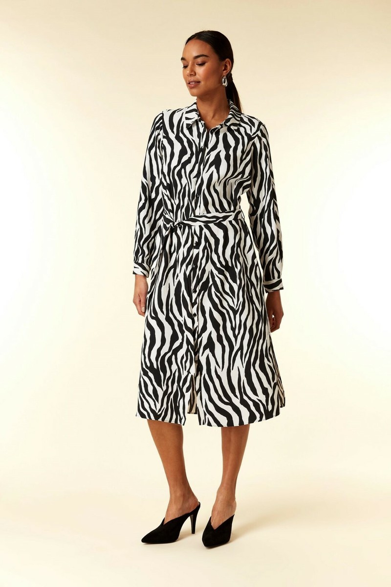 Wallis Black Animal Print Shirt Dress 14 | eBay UK