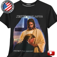 Jesus Is My Savior Trump Is My President T-Shirt Black Trump Punisher V47.01