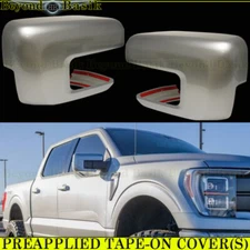 2021-2023 2025 Ford F150 Mirror COVERS Overlays W/Signal Hole JS ICONIC SILVER