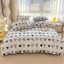 Hearts Kids Duvet Cover Set Queen 100 Full/Queen 90'' x 90'' Simple Love