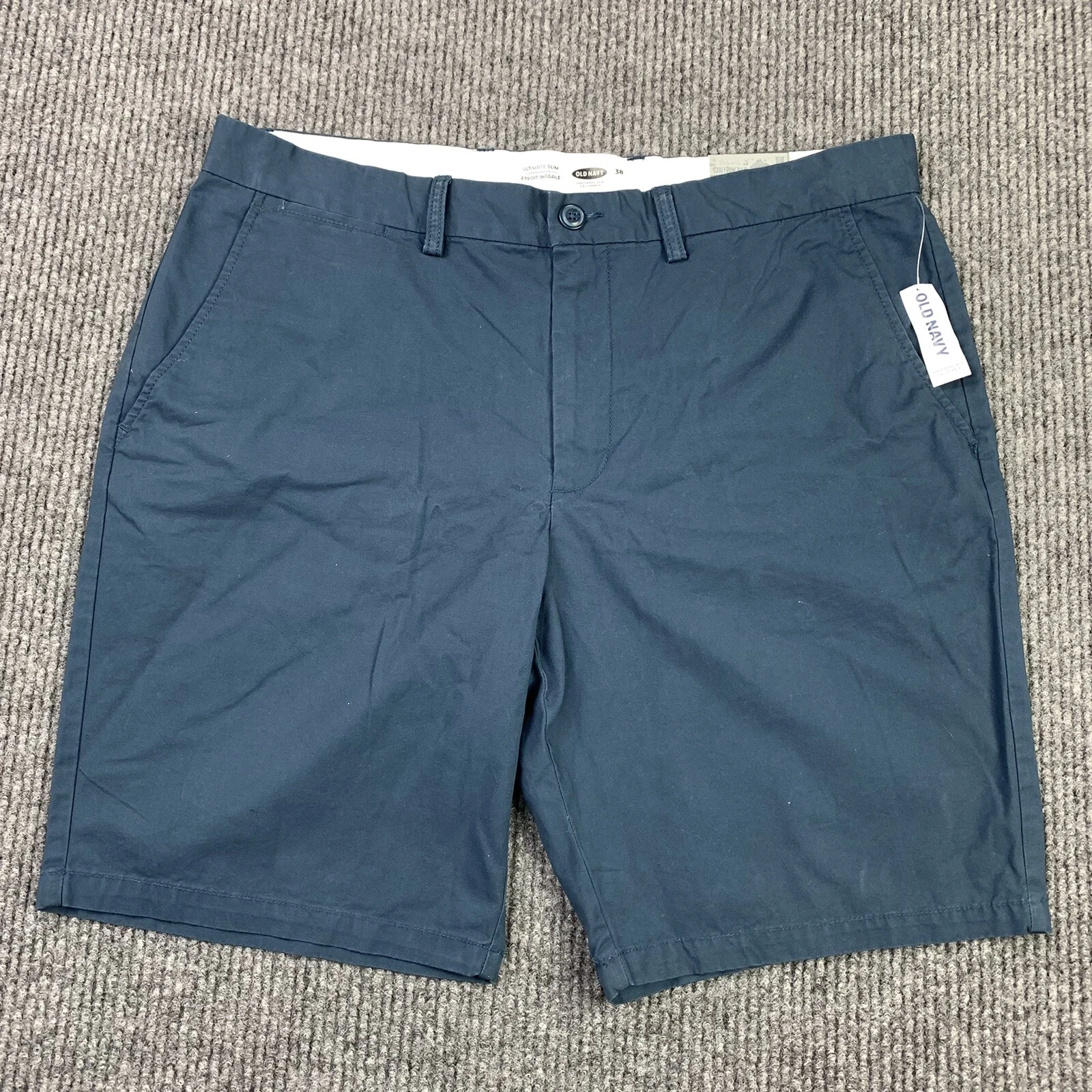 NEW Old Navy Mens Size 38 Waist Blue Ultimate Slim Chino Shorts Dressy Casual