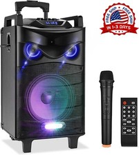 Bocina Grande Para Fiesta Con Sistema Karaoke Microfono Luces Portatil Bateria