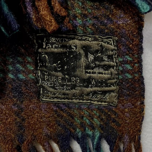 Vintage Jacobs Oregon City BROWN 100% Virgin Wool Plaid Throw Blanket 75" x 56" - Picture 2 of 3