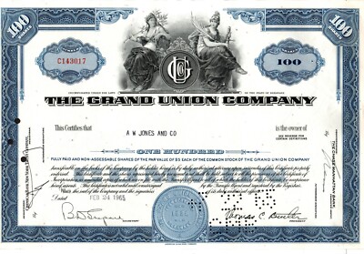 The Grand Union Company - Original Stoc Certificate - 1965 - C143017