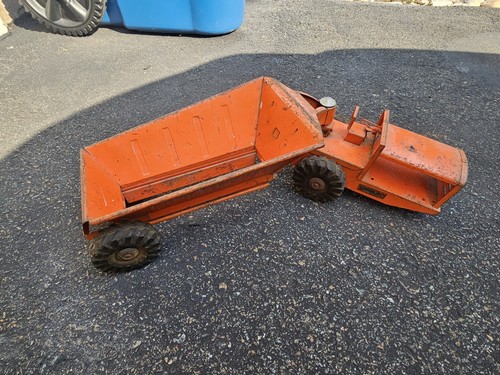 Vintage 1950's Structo Bottom Dump Earth Mover Construction Orange Steel Toy USA - Picture 7 of 7