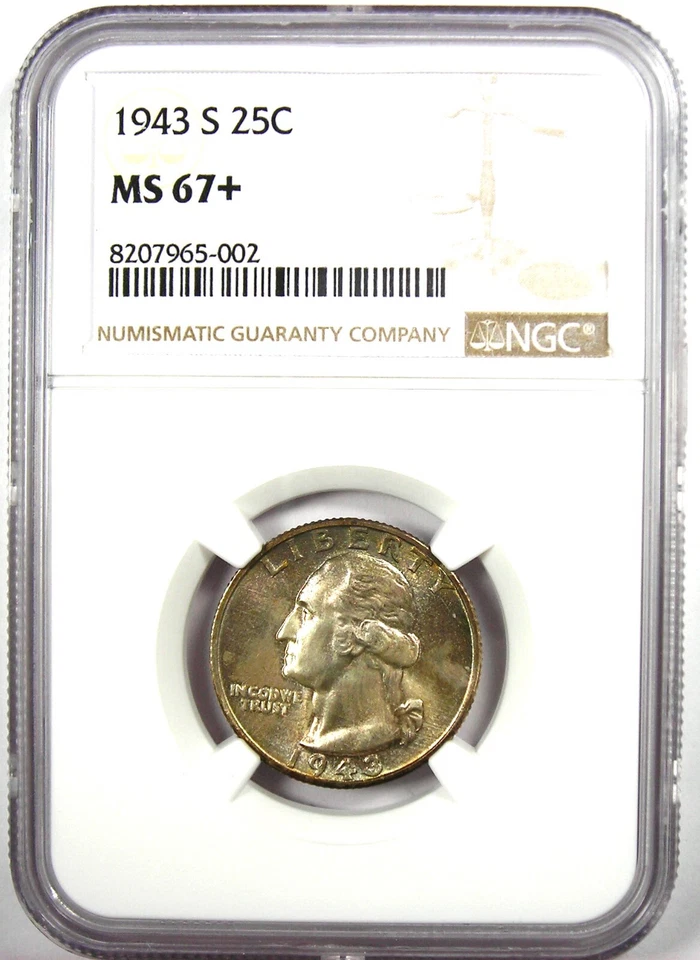 1943-S Washington Quarter 25C - Certified NGC MS67+ Plus Grade - $2,000 Value! - Image 2 of 4