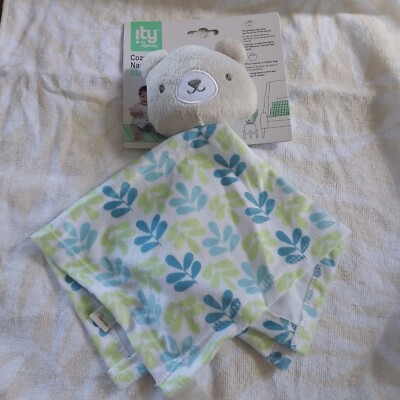 Baby Security Blanket Lovey Snuggy Comforter Bear Grey Blue Green Ingenuity New