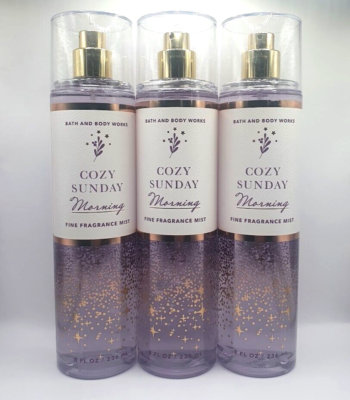 BATH AND BODY WORKS COZY SUNDAY MORNING BODY MIST 8 FL OZ EACH (3