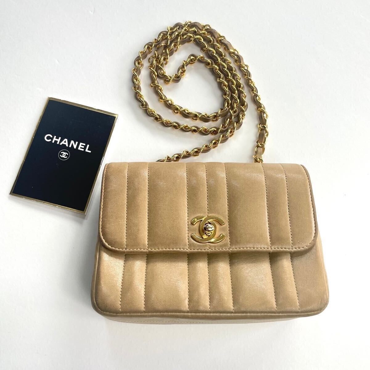 CHANEL Coco Mark Lambskin Leather Chain Shoulder Bag Black  