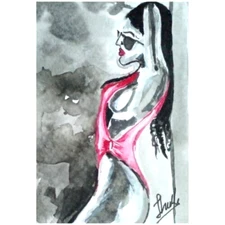 ACEO Original Painting Women Art Card Ladies 100% Acrylic Hand Painted