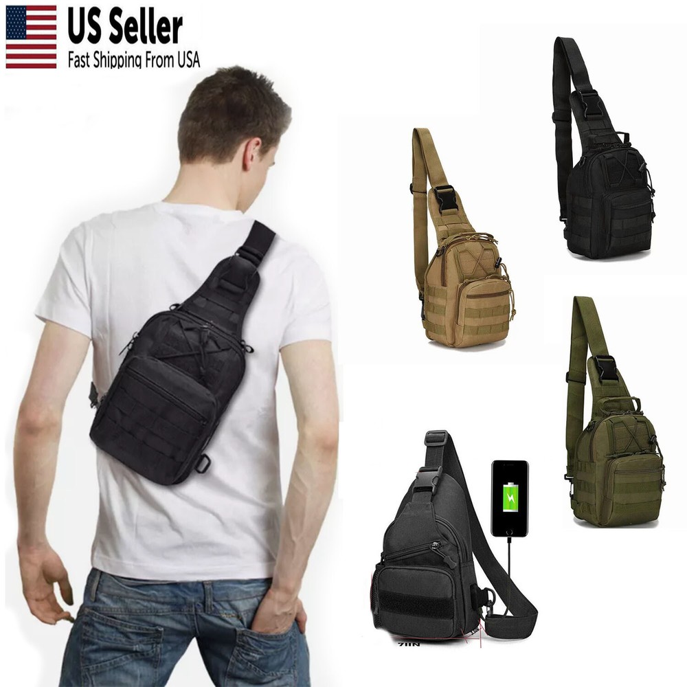 Outdoor Tactical Sling Backpack MOLLE Crossbody Bag Chest And Shoulder Backpack