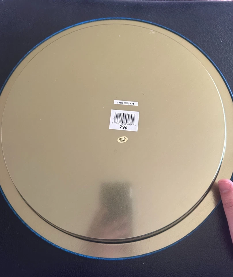 Victorian Boy Girl Winter Scene Swing Tin  Serving Tray 12 Diameter - Image 4 of 4