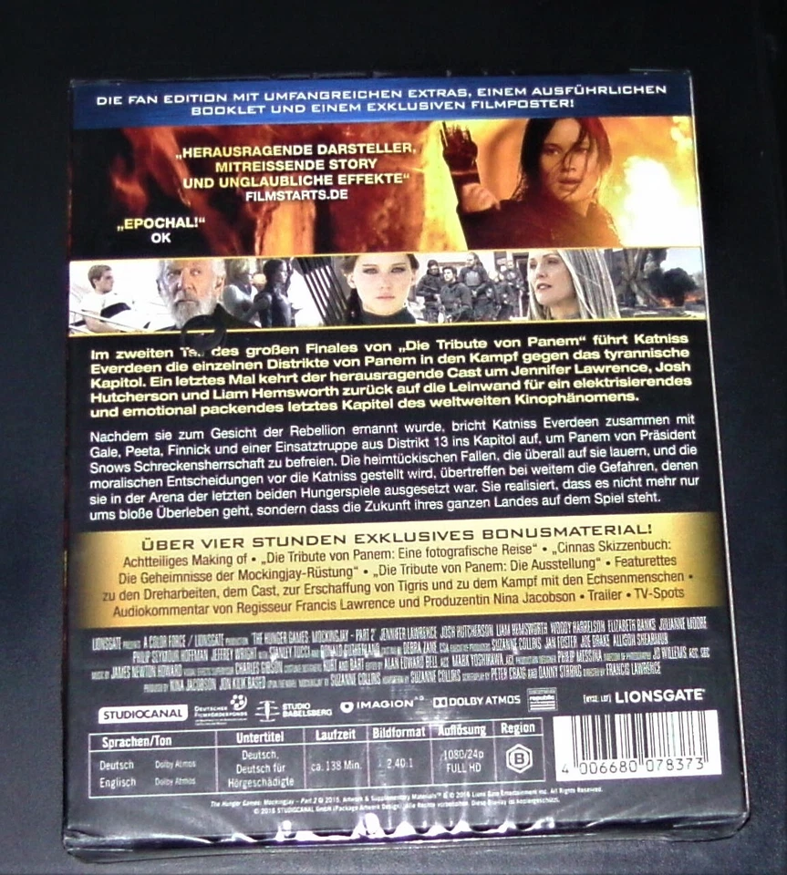 DIE TRIBUTE VON PANEM MOCKINGJAY TEIL 2 DIGIPAK / SCHUBER /BOOKLET BLU RAY NEU - Bild 2 von 4