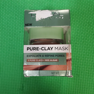 L'Oreal Pure-Clay Mask Exfoliate & Refine Pores (3 Pure Clays + Red Algae)1.7 Oz